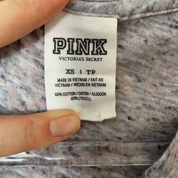 PINK by VS Grey/Pink/Orange Logo V-neck Tee XS - Picture 4 of 8